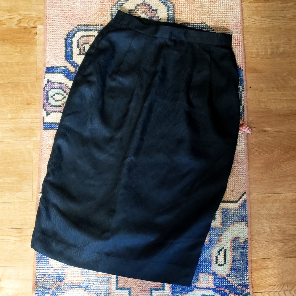 Vintage Black Silk Skirt - XS